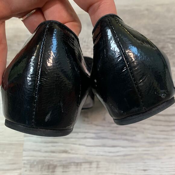 Eileen Fisher Black Patent Leather Loafers Size 6.5 Slip-On Flats - Picture 3 of 6